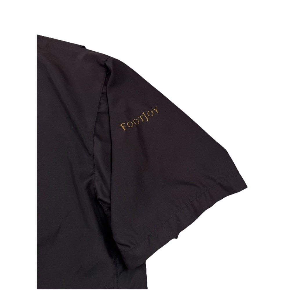 Vintage FJ Footjoy Golf Rain Wind Shirt V Neck Jacket Mens Sz L Black Pockets - Picture 4 of 12